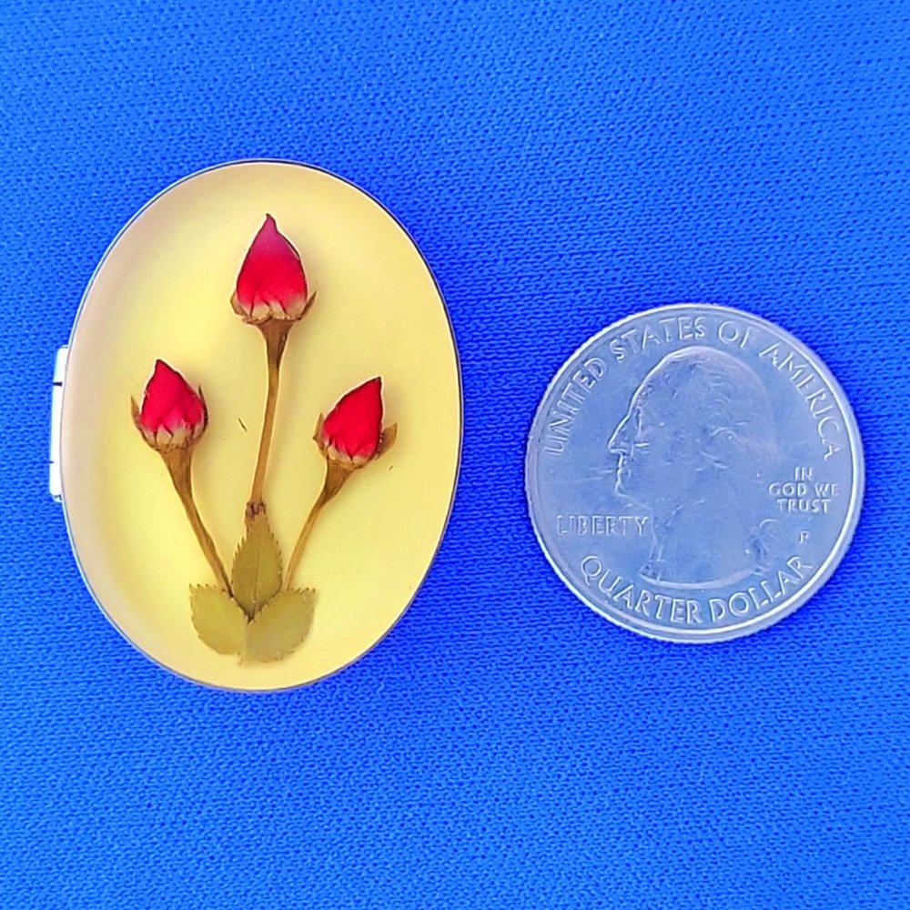 Sterling 925 Silver Box with 3 Real Miniature Rosebuds - Picture 7 of 7